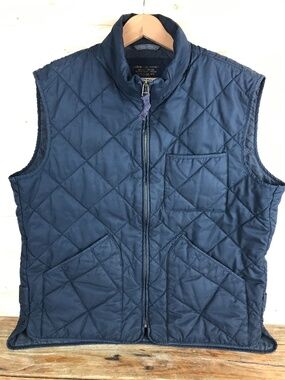 J Crew Quilted Vest Men SZ XL Dk Blue Blk Thermore A/22 Type G38 Military Grade